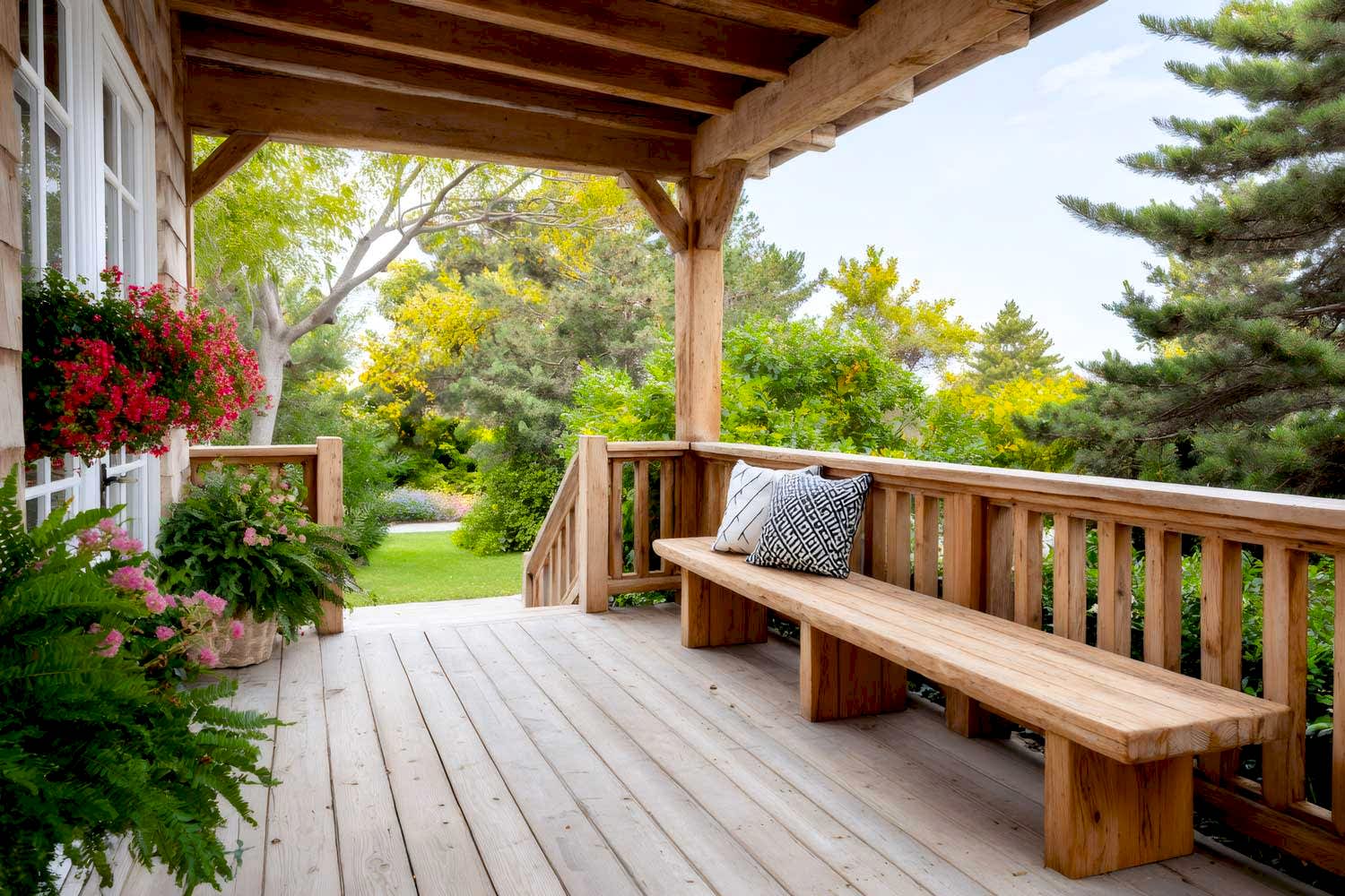 vecteezy_wooden-porch-bench-overlooking-a-lush-green-garden_74371569